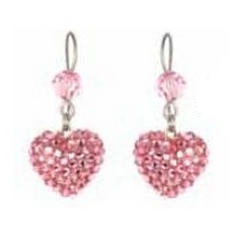 Tarina Tarantino - Iconic Collection - Swarovski Crystal Pave Heart Drop Earrings - Pink Pucker