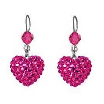 Tarina Tarantino - Iconic Collection - Swarovski Crystal Pave Heart Drop Earrings - Tarina Pink