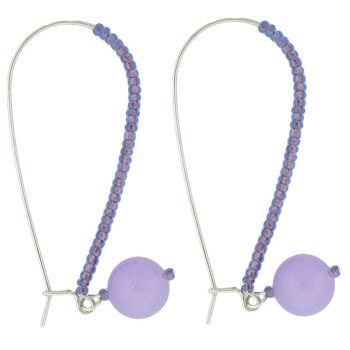 Pink Lily - Earrings - Set of Pierced Earrings - Lavender Beads On Kidney Hoop Wires (1 Set)