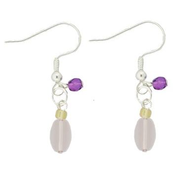 Pink Lily - Earrings - Set of Pierced - Lilac and Purple Czech Beads (1)