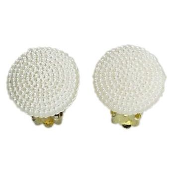 Pink Lily - Earrings - Set of Clip On -  Cream Disk(1)