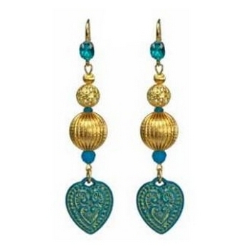 Tarina Tarantino - Topkapi - Concubine - Carved Heart and Swarovski Crystal Drop Earrings - Oasis