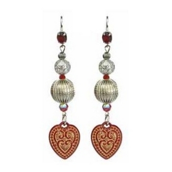 Tarina Tarantino - Topkapi - Concubine - Carved Heart and Swarovski Crystal Drop Earrings - Spice