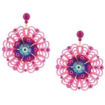 Tarina Tarantino - Filigree Painted Flower Drop Earrings - Pink (1)