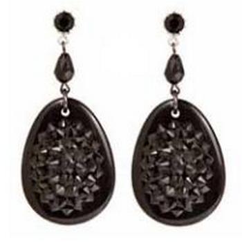 Tarina Tarantino - Black Dahlia - Abagail - Swarovski Crystal Cabachon Drop Earrings