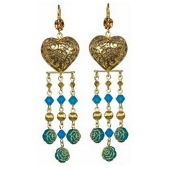 Tarina Tarantino - Topkapi - Desert Heart - Heart and Rose Swarovski Crystal Chandelier Earrings - Oasis