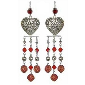 Tarina Tarantino - Topkapi - Desert Heart - Heart and Rose Swarovski Crystal Chandelier Earrings - Spice