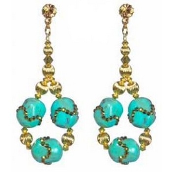 Tarina Tarantino - Topkapi - Cleopatra - Swarovski Crystal Wrapped Lucite Stone Drop Earrings - Turquoise