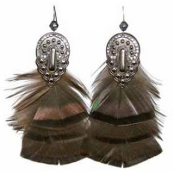 Tarina Tarantino - Magic Mirror - Rockefeller - Feather and Swarovski Crystalled Metalwork Earrings