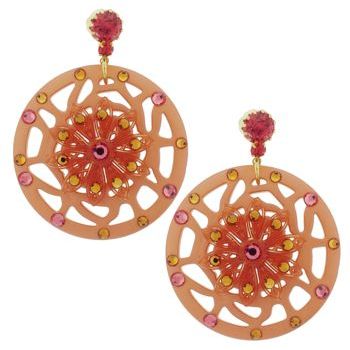 Tarina Tarantino - Crystal & Lucite Web Earrings - Amber