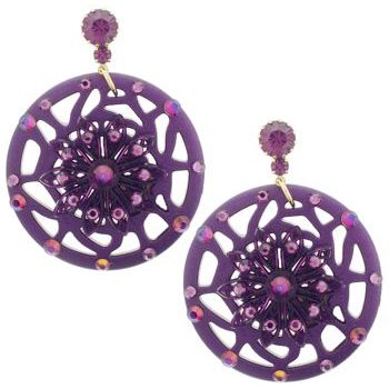 Tarina Tarantino - Crystal & Lucite Web Earrings - Violet