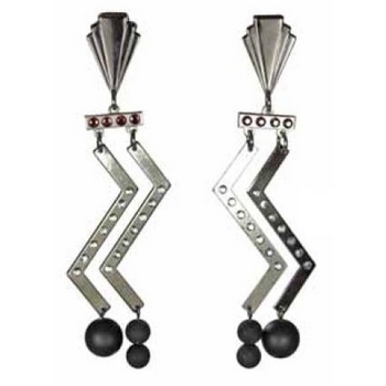 Tarina Tarantino - Magic Mirror - Joslyn - Swarovski Crystalled Zig-Zag Deco Metalwork Earrings