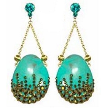 Tarina Tarantino - Topkapi - Throne Room - Natural Stone and Swarovski Crystal Earrings - Turquoise