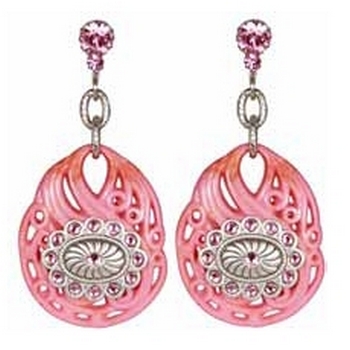 Tarina Tarantino - Dusty Rosaline - Calico - Carved Lucite and Metal Charm Post Earrings - Dusty Rosaline