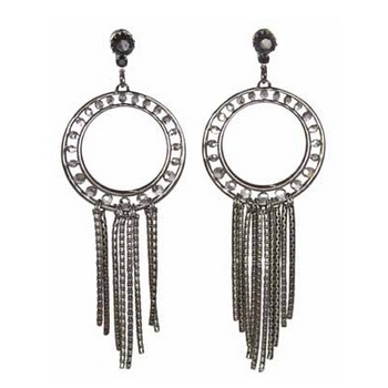 Tarina Tarantino - Magic Mirror - Streamline - Chain Tassle and Swarovski Crystal Circ Drop Earrings