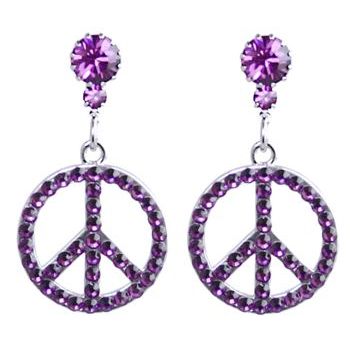 Tarina Tarantino - Peace, Love, & Sparkle Crystal Peace Sign Earring - Amethyst