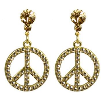 Tarina Tarantino - Peace, Love, & Sparkle Crystal Peace Sign Earring - Golden Shadow