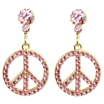 Tarina Tarantino - Peace, Love, & Sparkle Crystal Peace Sign Earring - Light Rose