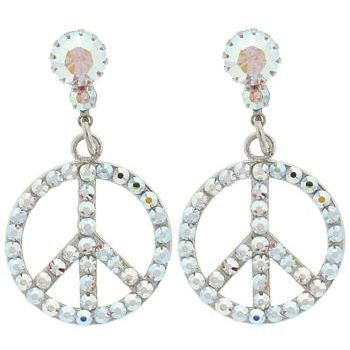 Tarina Tarantino - Peace, Love, & Sparkle Crystal Peace Sign Earring - Crystal AB