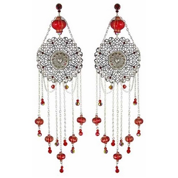 Tarina Tarantino - Topkapi - Topkapi Palace - Filigree Heart Chandelier Earrings - Spice