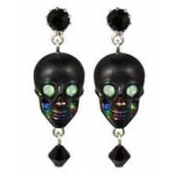 Tarina Tarantino - Zombie Skulls - Swarovski Crystal Eyed Zombie Drop Earrings