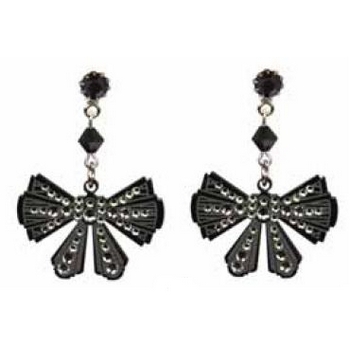 Tarina Tarantino - Magic Mirror - Cotillion - Swarovski Crystalled Bow Earrings - Jet