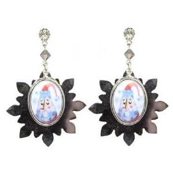 Tarina Tarantino - Santa Claus - And To All A Good Night - Swarovski Crystal and Santa Stone Snowflake Earrings