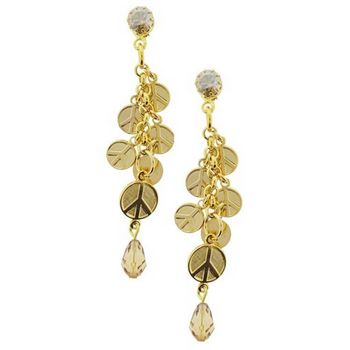 Tarina Tarantino - Multiple Mini Peace, Love Charms Drop Earrings - Gold