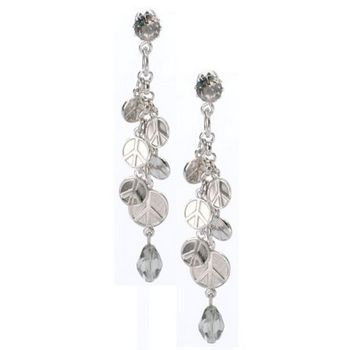 Tarina Tarantino - Multiple Mini Peace, Love Charms Drop Earrings - Silver