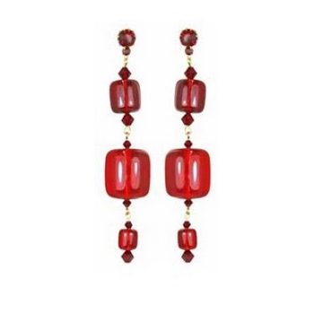 Tarina Tarantino - Santa Claus - Visions Of Sugarplums - Swarovski Crystal and Lucite Bead Drop Earrings