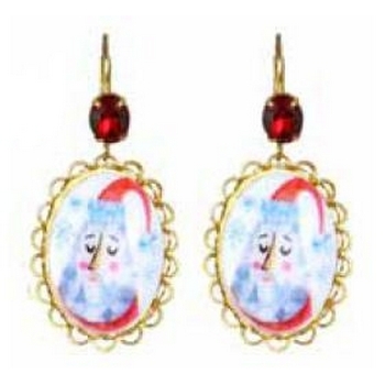 Tarina Tarantino - Santa Claus - To All A Good Night - Swarovski Crystal Golden Framed Santa Drop Earrings