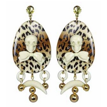 Tarina Tarantino - CocoBanana - Leopard Skull and Bone Chandelier Earrings