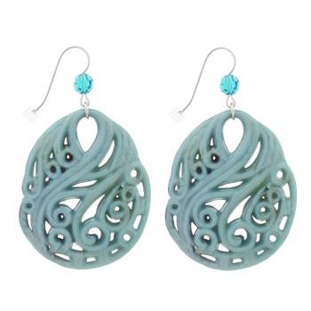 Tarina Tarantino - Carved Lucite Disc Earrings - Turquoise