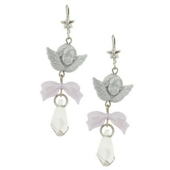 Tarina Tarantino - Lucite Cherub Drop Earrings - Silver