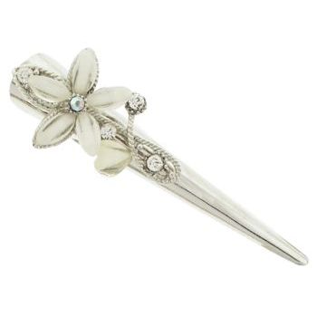 Karen Marie - Enamel Glass Heart & Flower Jaw Clip - White (1)