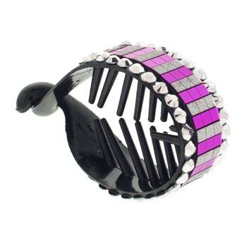 HB HairJewels - Lucy Collection - Disco Striped Pony Wrap - Watermelon & Silver (1)