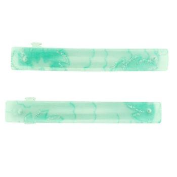 HB HairJewels - Small Flower Pattern Barrettes - Green (2)