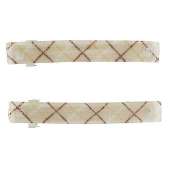 HB HairJewels - Small Cross Stitch Barrettes - Brown (2)