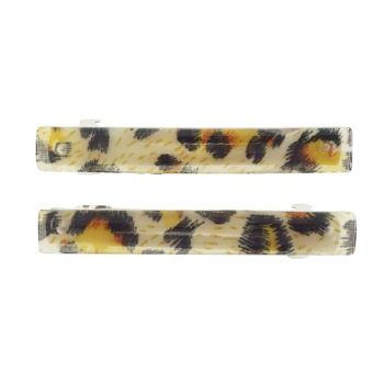 HB HairJewels - Small Leopard Pattern Barrettes - Natural (2)