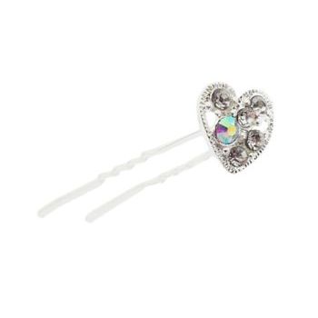 Karen Marie - Crystal Heart French Hair Pins - White & White AB (Pack of 24)