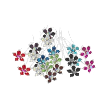 HB HairJewels - Lucy Collection - Tropical Flower French Hairpins - Multicolored (Set of 24)