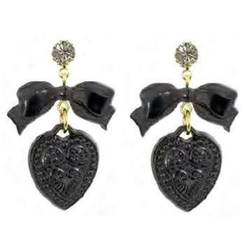 Tarina Tarantino - Lucite Heart Drop Earrings - Black