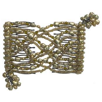 Evita Peroni - Heart Double Comb - Olivine - Connected Beaded Combs (1)