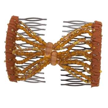 Evita Peroni - Summer Double Comb - Sun Orange - Connected Beaded Combs (1)