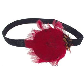 HB HairJewels - Lucy Collection - Exotic Feather Headband - Red (1)