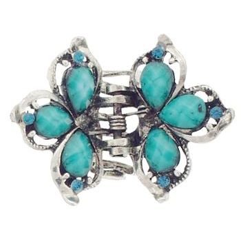 Karen Marie - Petite Fantasy Flower Claw - Turquoise (1)