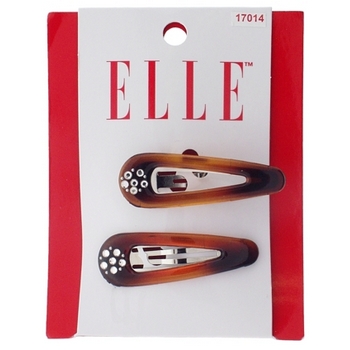 Elle & Elle Girl - Medium Contour Clips w/Rhinestones - Tort (Set of 2)