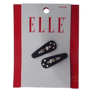 Elle & Elle Girl - Small Contour Clips w/Rhinestones - Black (Set of 2)