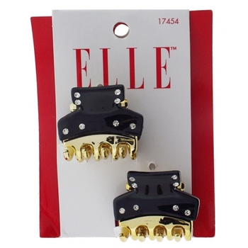 Elle & Elle Girl - Twin Tone Jaw Clip - Black & Gold (Set of 2)