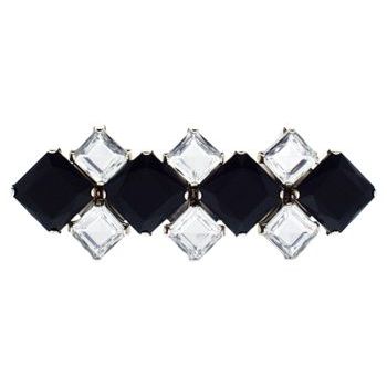 Karen Marie - Zig Zag Large Stone Barrette - Jet Black w/White Diamond (1)